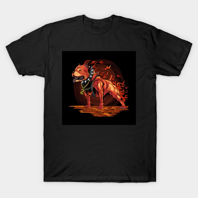 dog-fire-pitbull-from-hell-artwork T-Shirt by cartwrightshops